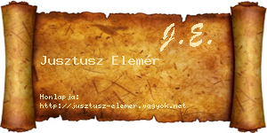 Jusztusz Elemér névjegykártya